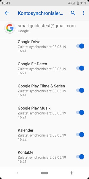 Stellen Sie sicher, dass Kontakte ausgewählt ist