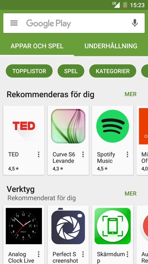 Tryck på sökfältet