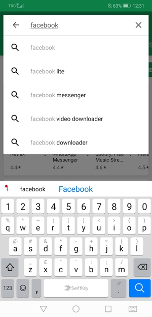 Enter the app name and select Search