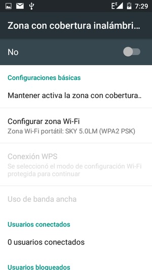 Seleccione Configurar zona Wi-Fi