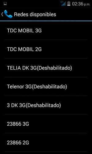Seleccione un operador de red de la lista