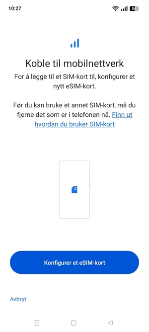 Velg Konfigurer et eSIM-kort