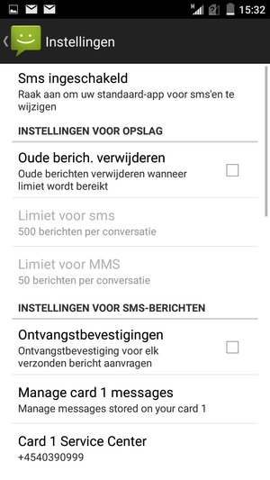 Selecteer Card 1 Service Center