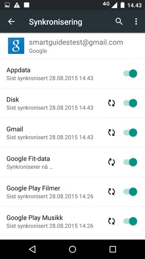 Din informasjon blir synkronisert