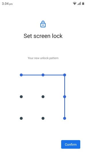 Draw the unlock pattern again and select Confirm