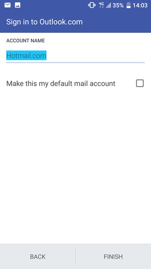 Give your account a name and select FINISH