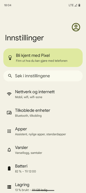 Velg Nettverk og internett