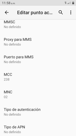 Desplácese hacia abajo e introduzca la información de Internet