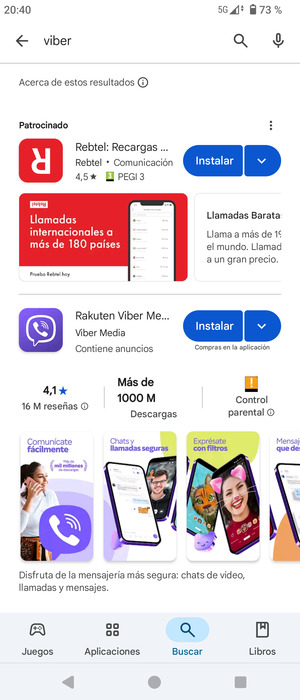 Seleccione la aplicación