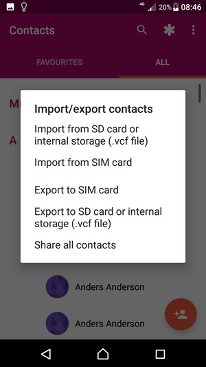 Select Import from SIM card