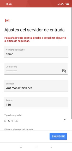Seleccione TIpo de seguridad