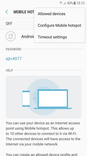 Select Configure Mobile hotspot