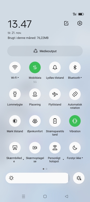 Vælg Vibration for at skifte til vibrationstilstand