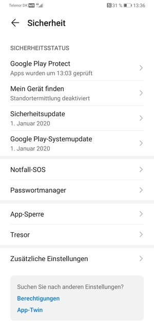 Wählen Sie Zusätzliche Einstellungen