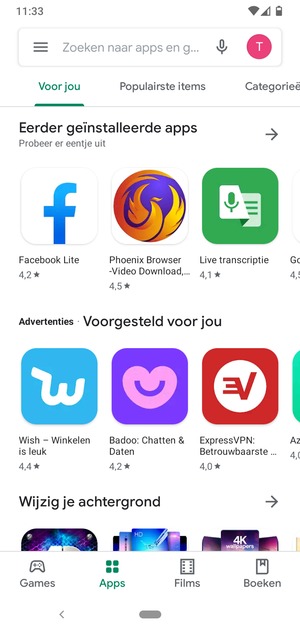 Selecteer de zoekbalk