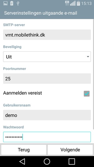 Voer Uitgaand serveradres in