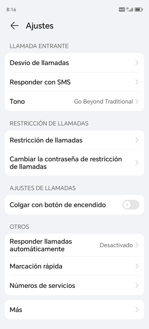 Desplácese a  y seleccione Más