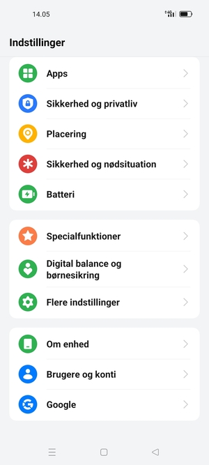Scroll til og vælg Om enhed