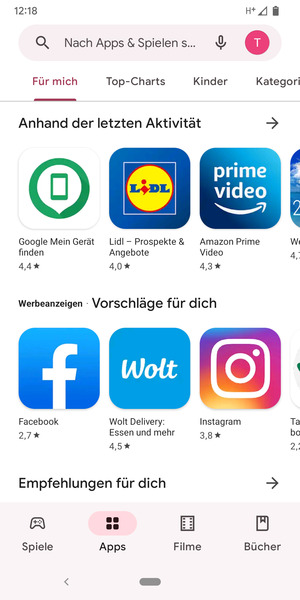 Wählen Sie die Suchleiste