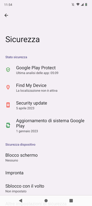 Seleziona Blocco schermo