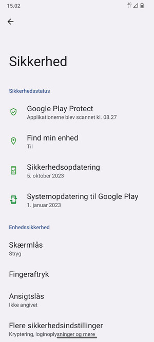 Vælg Skærmlås