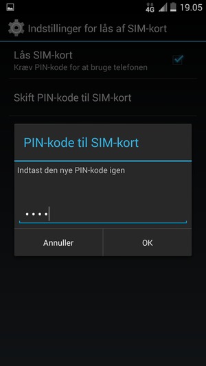 Bekræft din nye PIN-kode til SIM-kort og vælg OK