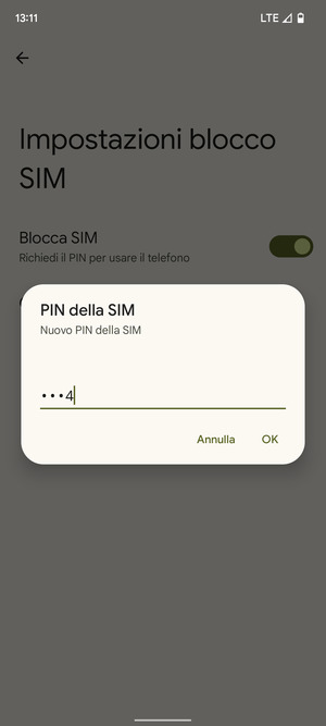 Inserisci Nuovo PIN della SIM e seleziona OK