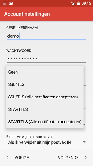Selecteer Geen en VOLGENDE