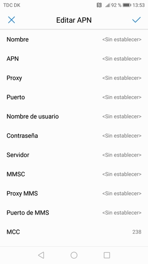 Introduzca la información de MMS