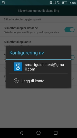 Velg sikkerhetskopi-kontoen din