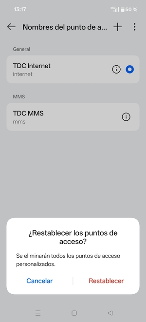 Seleccione Restablecer