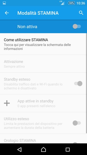 Attiva Modalità STAMINA