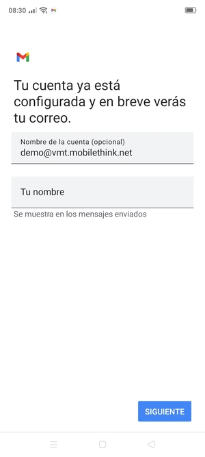 Déle a su cuenta un nombre y escriba su nombre. Seleccione SIGUIENTE