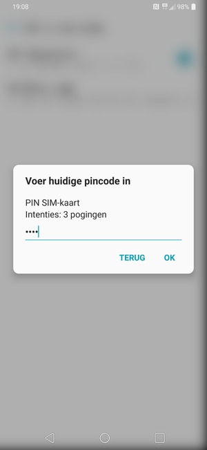 Voer uw Huidige pincode in en selecteer OK