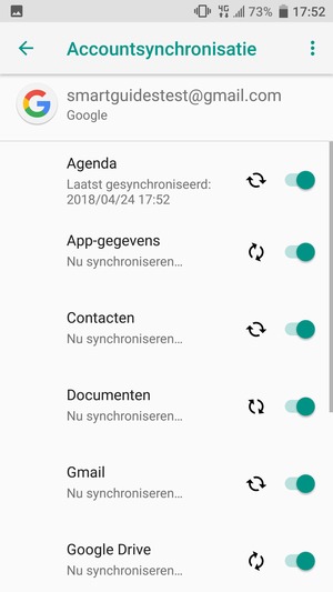 Uw contactpersonen van Google worden nu gesynchroniseerd met uw smartphone.