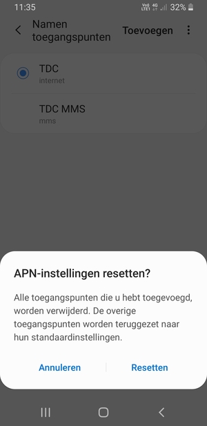Selecteer Resetten