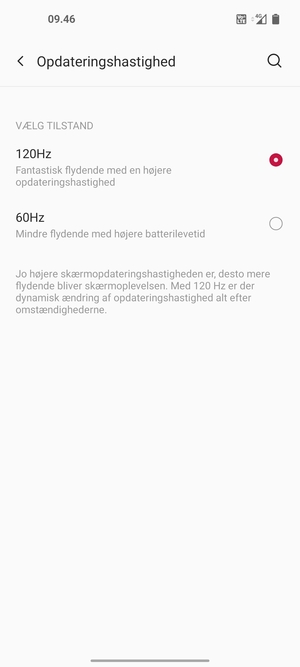 Vælg 60Hz