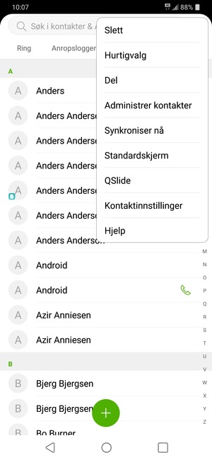 Velg Administrer kontakter