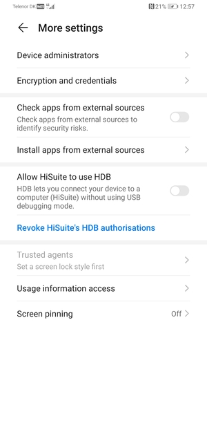 Select Encryption and credentials
