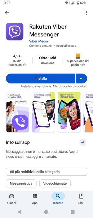Seleziona Installa