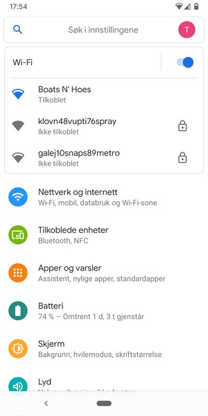 Du er nå koblet til Wi-Fi-nettverket