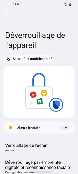 Sélectionnez Verrouillage de l'écran