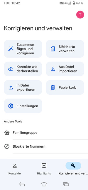Wählen Sie SIM-Karte verwalten