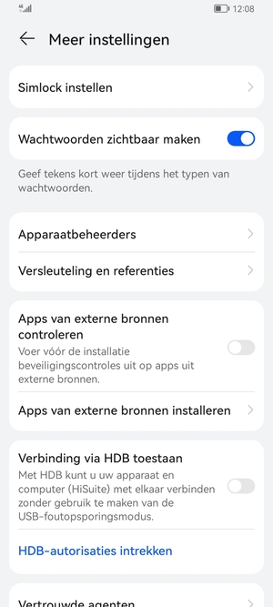 Selecteer Simlock instellen