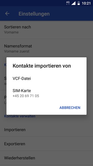 Wählen Sie SIM-Karte