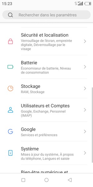 Faites défiler et sélectionnez Sécurité et localisation