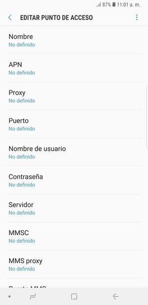 Introduzca la información de MMS