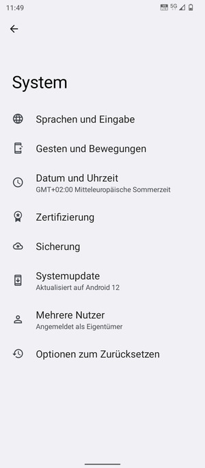 Wählen Sie Sicherung