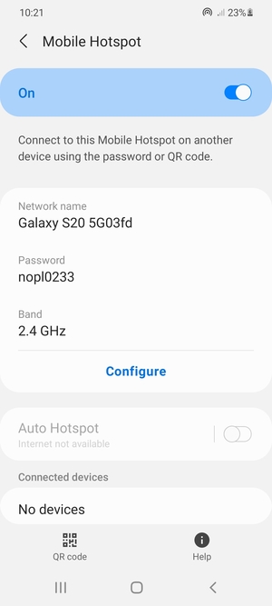 Your phone is now set up for use as a modem