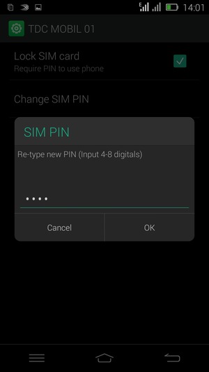 Confirm your new SIM PIN and select OK